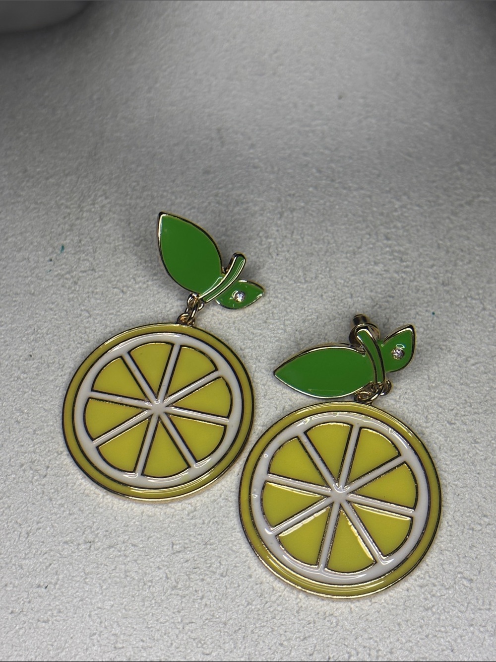 Lemon 🍋 Slice Dangle Earrings - Green and Yellow